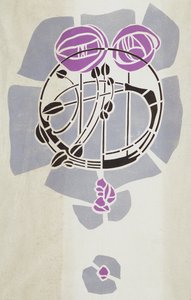 Moderní reprodukce z originální šablony Mackintosh pro nástěnnou dekoraci, motiv růže, 1902 (barva plakátu na kazetovém papíru)