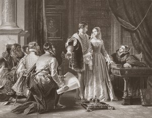 Neochota lady Jane Greyové přijmout korunu, vyrytou A.H. Paynem (litho)