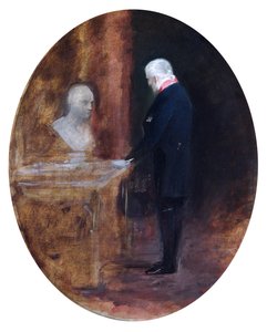 Vévoda z Wellingtonu při pohledu na Napoleonovu bustu (olej na plátně)
