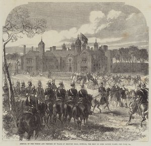 Příjezd prince a princezny z Walesu do Melford Hall, Suffolk, sídlo lorda Alfreda Pageta od Sir John Charles Robinson