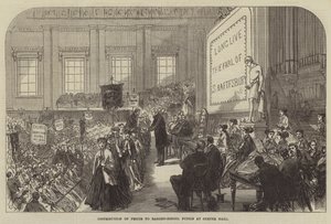 Předávání cen žákům Ragged-School v Exeter Hall od Sir John Charles Robinson