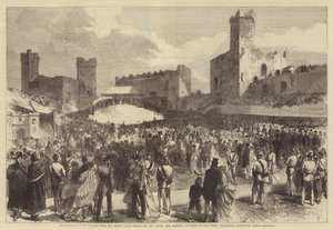 Přednesení projevu od lidí ze Severního Walesu k princi a princezně z Walesu v Upper Castle-Yard, Carnarvon Castle
