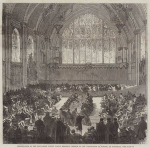 Prezentace okna památníku Lancashire Cotton Famine Memorial Window Corporation of London v Guildhall od Sir John Charles Robinson