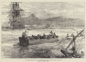 Britská okupace Kypru, vylodění koní v Roadstead v Larnace od Sir John Charles Robinson