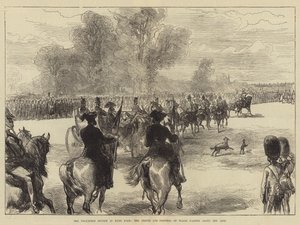 Dobrovolnická recenze v Hyde Parku, princ a princezna z Walesu projíždějící podél linie od Sir John Charles Robinson