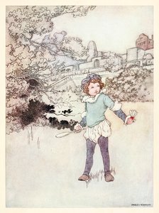 Frontispis "Toto moje krásné dítě" z "A Revival - When Fourty Winters Shall Besiege Thy Brow" v The Songs and Sonnets of William Shakespeare od Charles Robinson