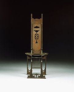 Postranní židle, s děrovaným designem, cca 1899 (vyřezávaný dub) od Charles Rohlfs