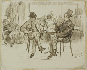 Kavárna scéna od Charles Samuel Keene