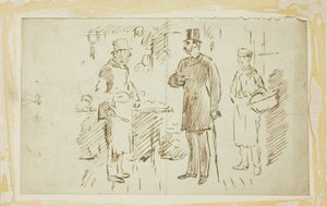 Gent in Tall Hat Addressing Butcher od Charles Samuel Keene