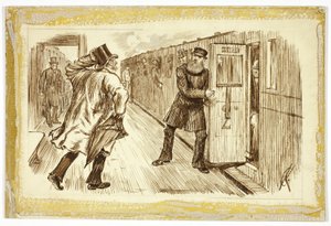 Muž chytající vlak od Charles Samuel Keene
