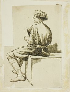 Sedící muž v tunice od Charles Samuel Keene