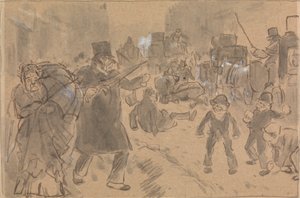 Pouliční scéna od Charles Samuel Keene
