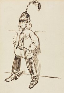 Studie dítěte v přilbě a botách od Charles Samuel Keene