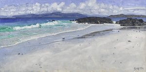 Plážové skály, Iona, 2016 (olej na plátně) od Charles Simpson