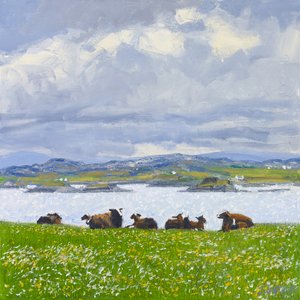 Dozing Sheep, Iona, 2015 (olej na plátně) od Charles Simpson