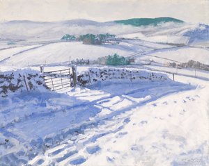 Sníh: Sníh: mlha na kopcích, 2016 (olej na plátně) od Charles Simpson