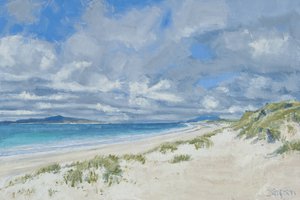 Západní pláž, Berneray, 2013 (olej na plátně) od Charles Simpson