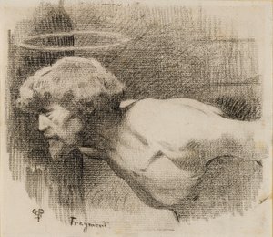 Studie ke stětí sv. Jana Křtitele, kolem roku 1881 (uhlí na silném krémovém papíře)