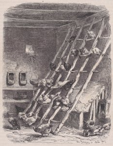 Návštěva farmy - The Roost, z Le Magasin Pittoresque, ca. 1852.