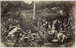 Fotoreprodukce kresby Raphaela, tonoucí armády po izraelském přechodu Rudého moře