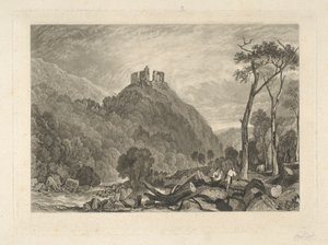 Okehampton Castle, na řece Okehampton od Charles Turner
