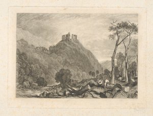 Hrad Okehampton, na řece Okement od Charles Turner