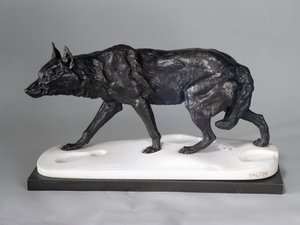 Sledování vlků ve sněhu (bronz, kov a mramor) od Charles Valton