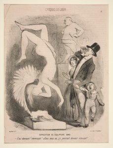 Exposition de Sculpture 1849 (Výstava sochařství 1849), ze série Sketch of the Day publikované v Le Charivari od Charles Vernier