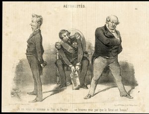 Ilustrace Charles Vernier (? -1887) v Le Charivari - prezident republiky, Ministere, Křeslo (symbol moci) - Napoleon III, Barrot Odilon (1791-1873), ministr, Faucher Leon (1803-1854) od Charles Vernier