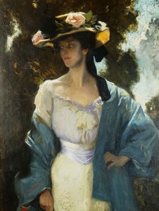 Portrét Frances Josephine Furseové, umělcovy švagrové v modré orientální bundě, 1903