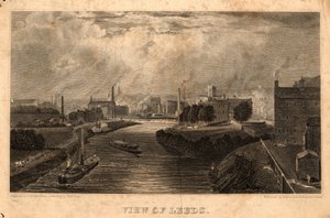 Pohled na Leeds, ryl J. Cousen, před 1827 (rytina)