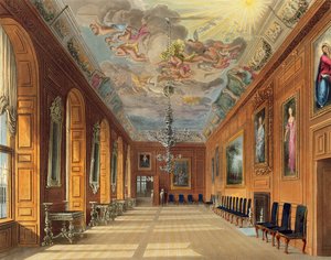 Plesový sál, zámek Windsor, z knihy "Královské rezidence", rytina Thomase Sutherlanda (nar. 1785), vydal William Henry Pyne (1769-1843), 1817 (akvatinta)