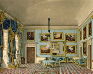 Modrý sametový pokoj v Buckingham House, vyrytý Danielem Havellem