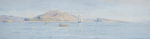 Slunečný den u pobřeží, Villefranche sur Mer, kolem roku 1885 (olej na plátně položen) od Charles William Wyllie