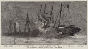 Srážka u Havru mezi La Champagne a La Ville de Rio Janeiro od Charles William Wyllie