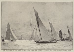 První závod Royal Thames Yacht Club, Iverna, Meteor a Maid Marian běží domů od Charles William Wyllie
