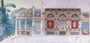Návrh hotelu Particulier na Champs Elysees pro Hortense de Beauharnais (1783-1837), královnu Holandska (wc na papíře) od Charles and Fontaine Percier
