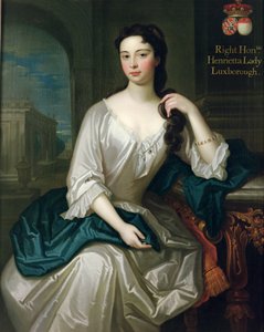 Portrét Henrietty, dcery Henryho, 1. vikomta St. Johna, provdané v roce 1727 za Roberta Knighta, který byl v roce 1745 jmenován baronem Luxboroughem ze Shannonu.