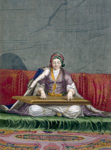 Turecká dívka hrající na klávesový drnkací nástroj, hospoda. 1707-08. od Charles de Ferriol