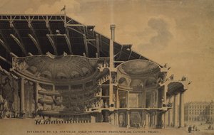 Interiér nové Salle de Comedie-Francaise v Théâtre de lOdéon, Paříž, 1776