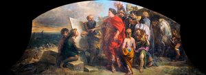 Císař Augustus (63 př. n. l.-14 n. l.) staví přístav Misene (Itálie) (Augustus staví přístav Miseno) - obraz Charlese de La Fosse (1636-1716), olej na plátně (200x350 cm)