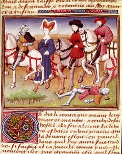 Queen Iseult (nebo Iseult) je kůň doprovázený miniaturními jezdci vytaženými z románu „Romanesque du Chevalier Tristan““ od mistra Charlese z Maine 1440-1460. Chantilly, Conde Museum