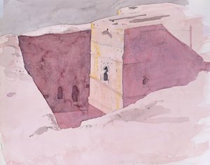 Giorgis Sunset, Lalibela, Etiopie, 1996 (wc na papíře)