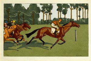 Soubor čtyř grafik - Longchamps a jiné závody, cca 1910