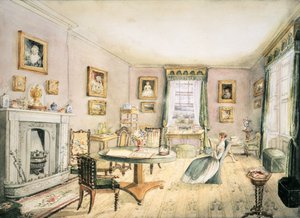 The Drawing Room, East Wood, Hay, f54 z Album of Interiors, 1843 od Charlotte Bosanquet