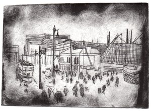 Belfast Docks, 2015 (leptání suchou jehlou a digitální) od Charlotte Orr