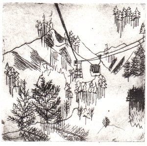 Mayrhofen Mountains, 2015 (lept suchou jehlou a digitální) od Charlotte Orr