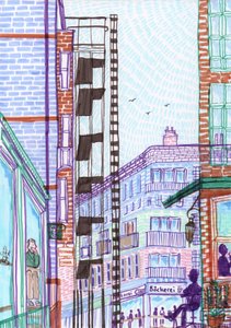 Prenzlauer Berg, 2017 (štětcové pera) od Charlotte Orr