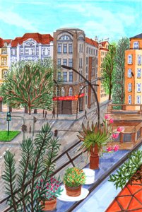Sonnenallee, Berlín, 2017 (štětcové pera) od Charlotte Orr