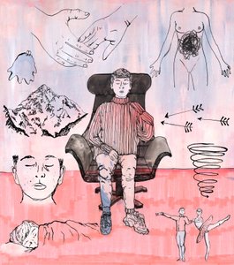 Therapy Illustration, 2018 (inkoust a akryl) od Charlotte Orr